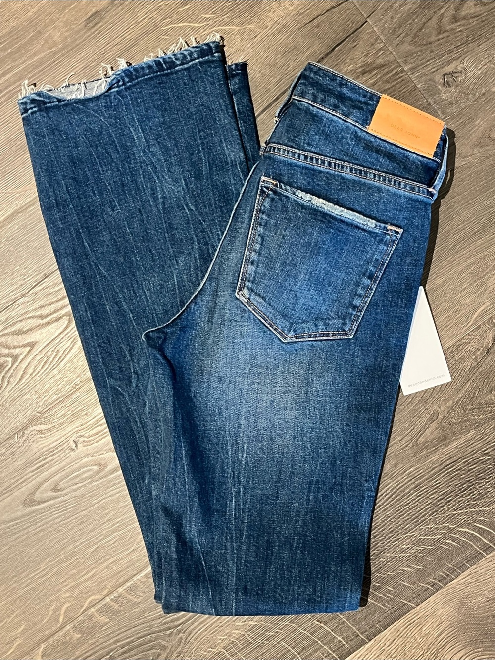 Dear John Jaxtyn Bootcut Jeans Sz 26 Dark Wash Raw Hem Stretch NWT ⭐️ - Picture 5 of 9